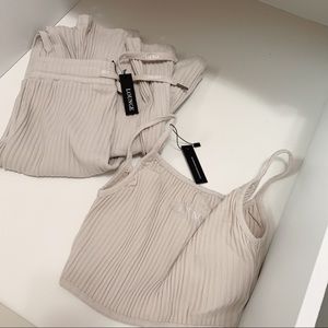 Lounge Underwear Ribbed Crop Top & Flared Trousers